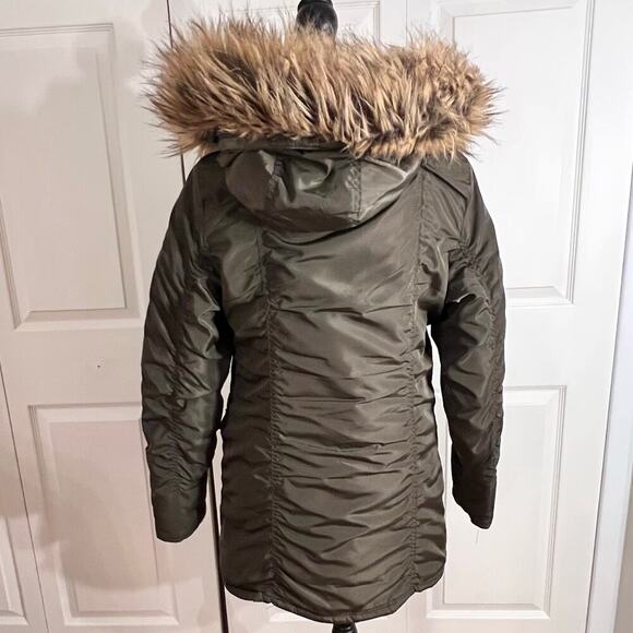 Madden Girl Olive Green Parka with Faux Fur Hood - Picture 6 of 10